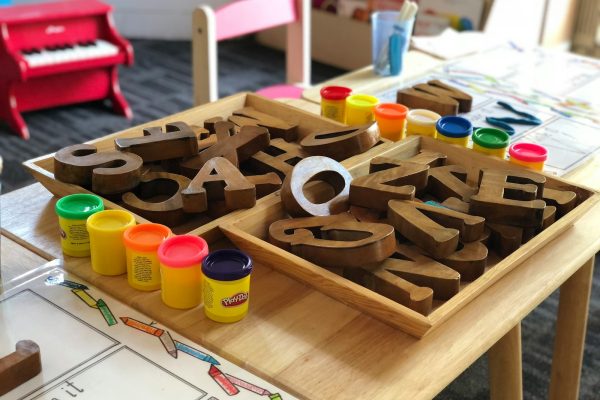 brown letters on table